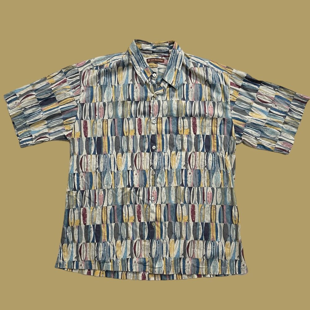 Tori Richard Aloha/Hawaiian Shirt ~ Surf Boards ~ Men's LARGE